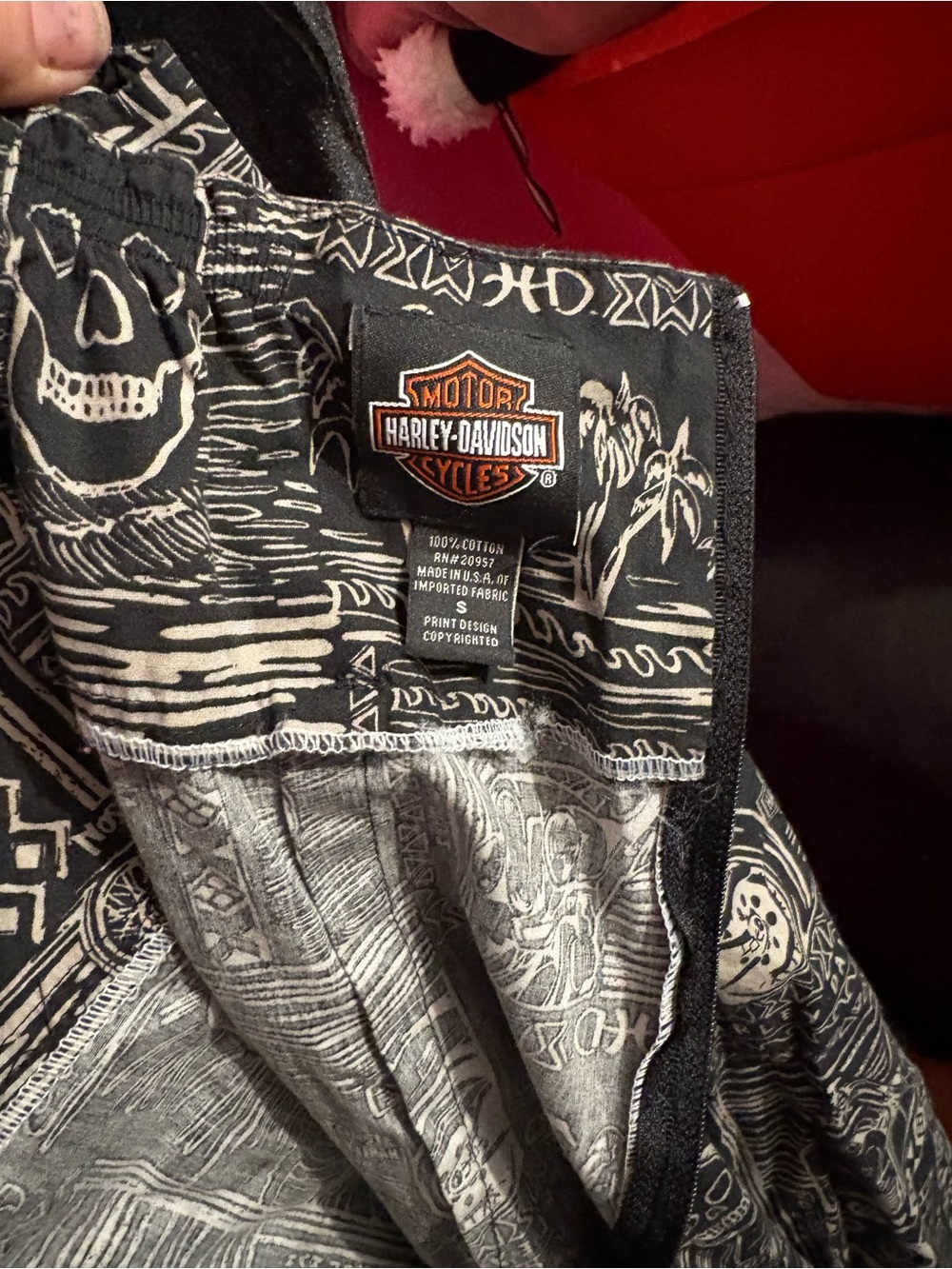 Harley-Davidson Black and White Skull Bandana Scarf